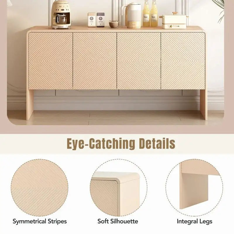 Buffet avec grand espace de rangement de 60 L et 4 portes
