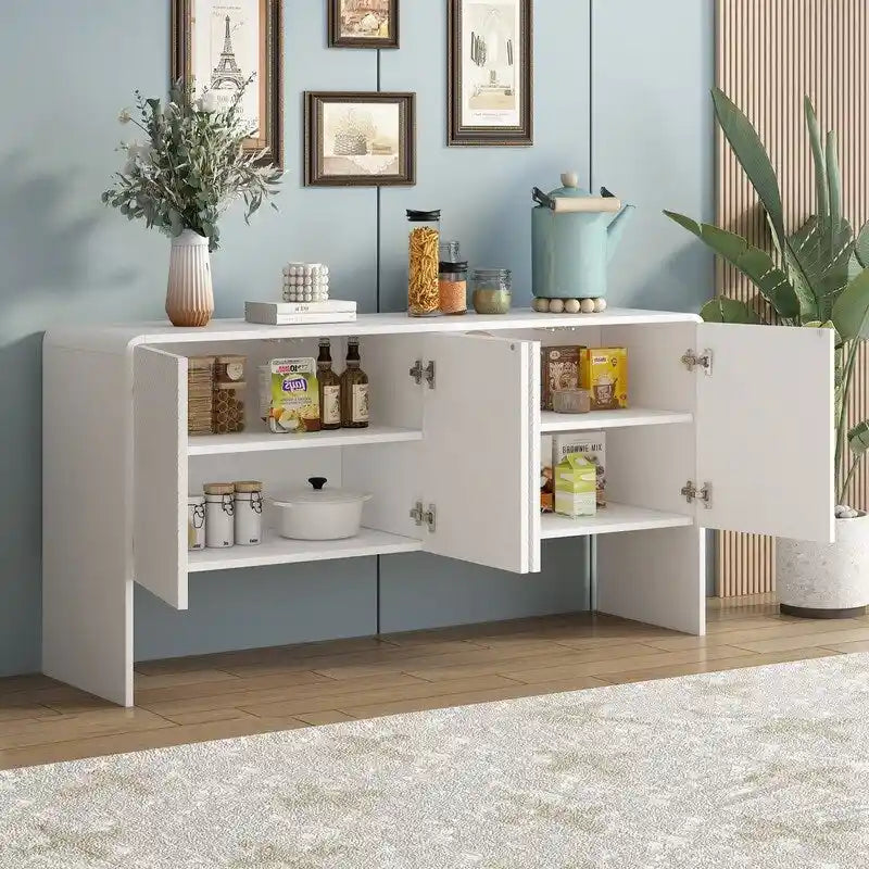 Buffet avec grand espace de rangement de 60 L et 4 portes