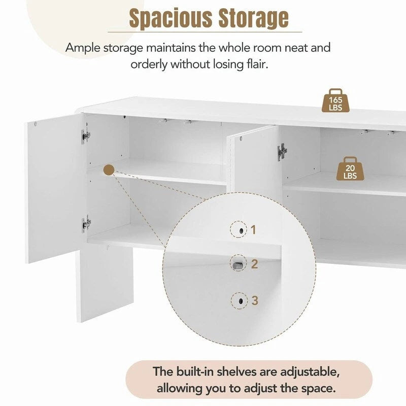 Buffet avec grand espace de rangement de 60 L et 4 portes