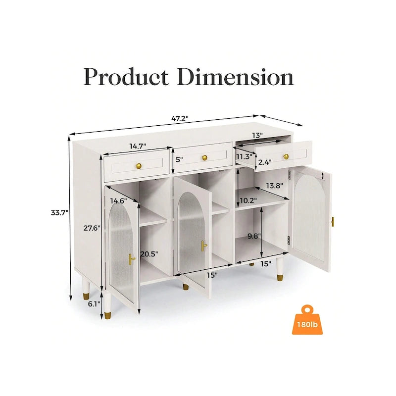 Buffet 3 tiroirs de 47,2 po de largeur