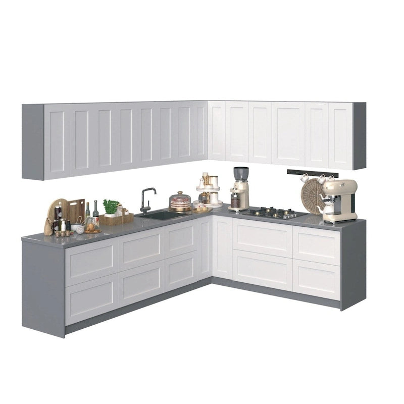 Meuble de cuisine bas blanc mat, 10 pi de largeur - 94 po x 120 po