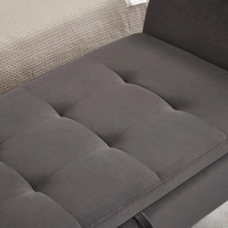 Banc en velours avec rangement de 51,5 po