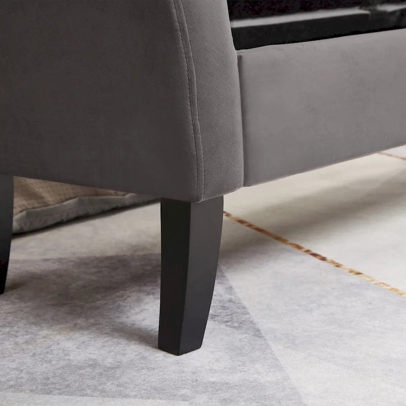 Banc en velours avec rangement de 51,5 po