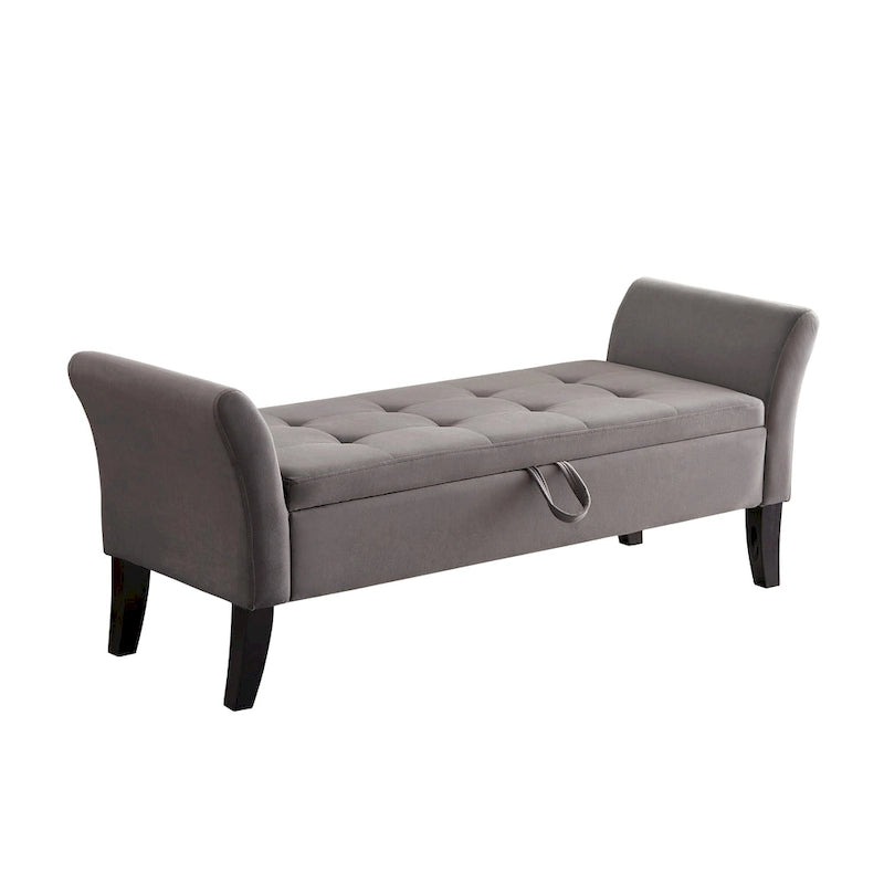Banc en velours avec rangement de 51,5 po