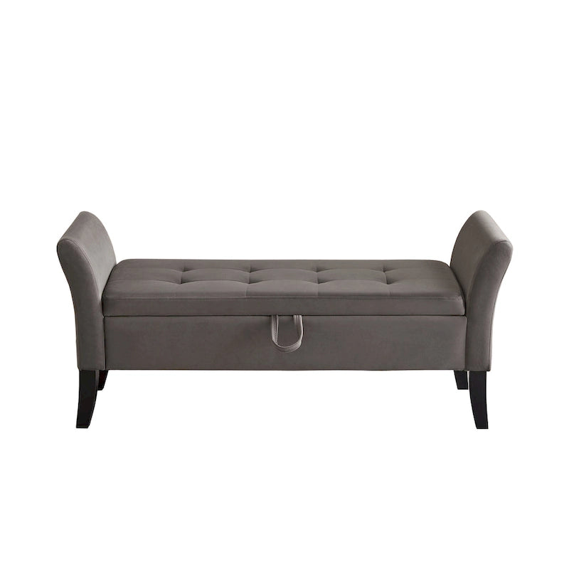 Banc en velours avec rangement de 51,5 po