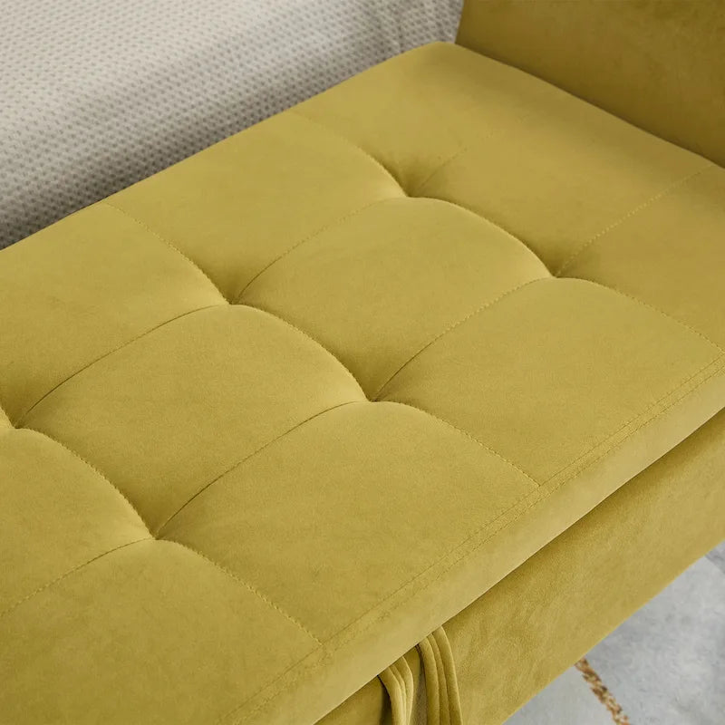 Banc en velours avec rangement de 51,5 po