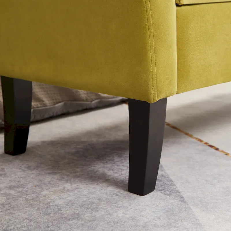 Banc en velours avec rangement de 51,5 po