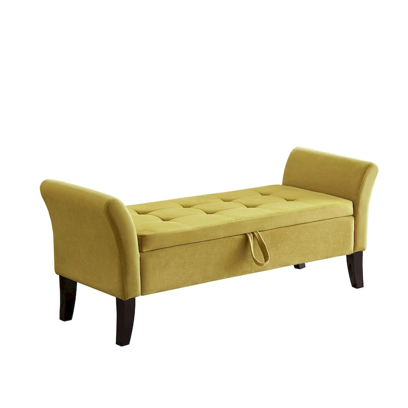 Banc en velours avec rangement de 51,5 po