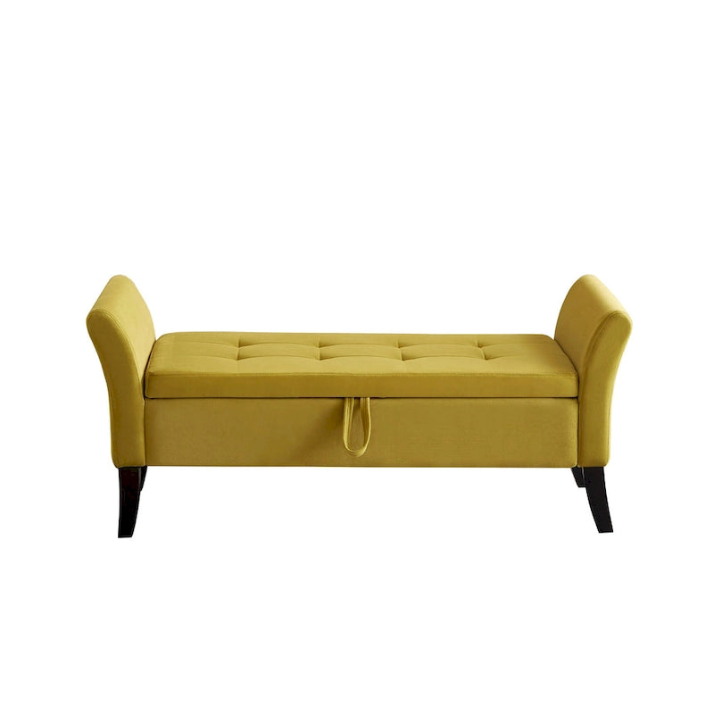Banc en velours avec rangement de 51,5 po