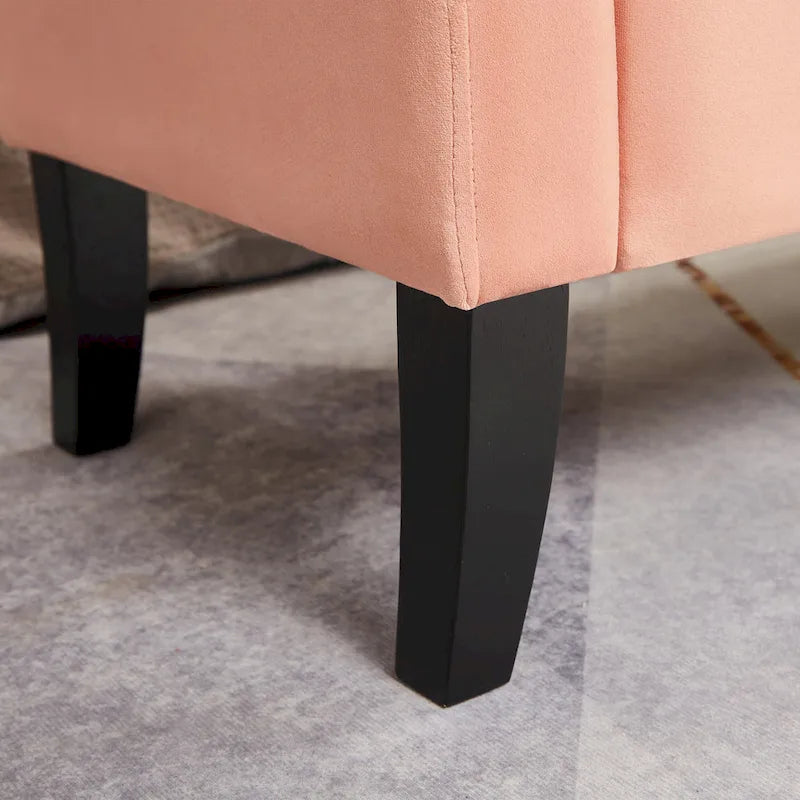 Banc en velours avec rangement de 51,5 po