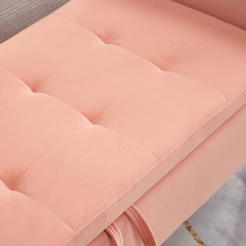 Banc en velours avec rangement de 51,5 po
