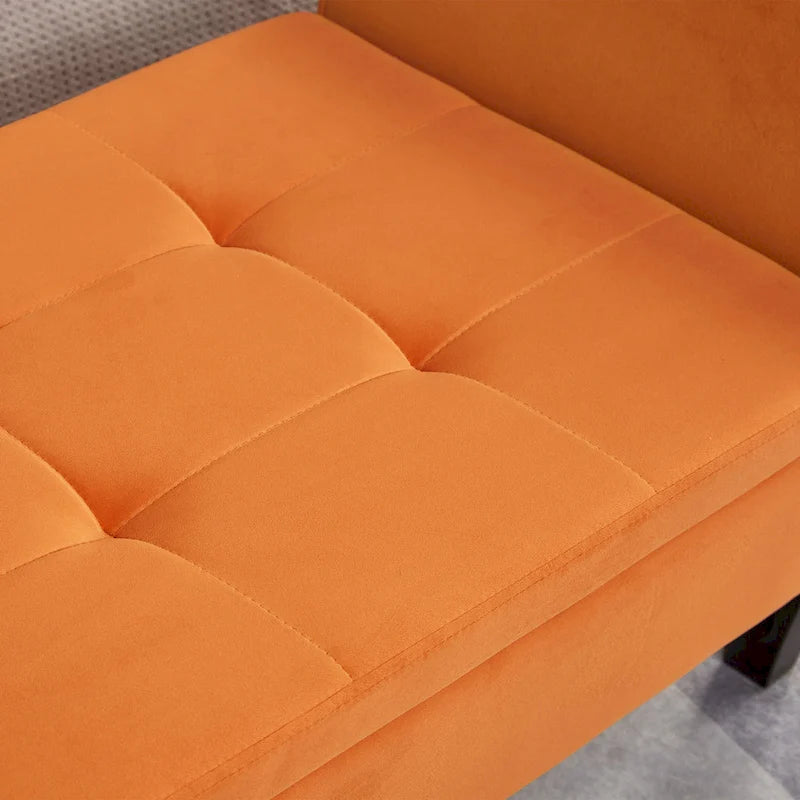 Banc en velours avec rangement de 51,5 po