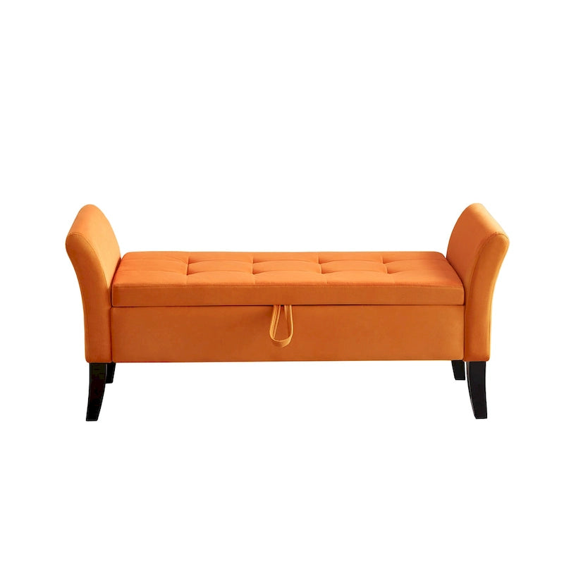 Banc en velours avec rangement de 51,5 po