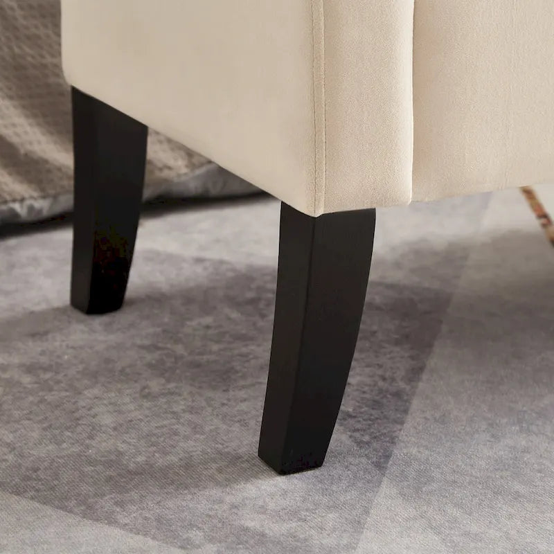 Banc en velours avec rangement de 51,5 po
