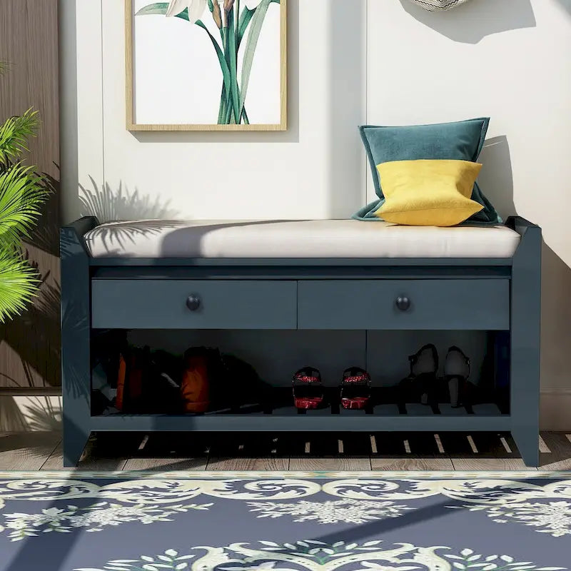 Banc de rangement d'entrée moderne multifonction avec siège rembourré et tiroirs