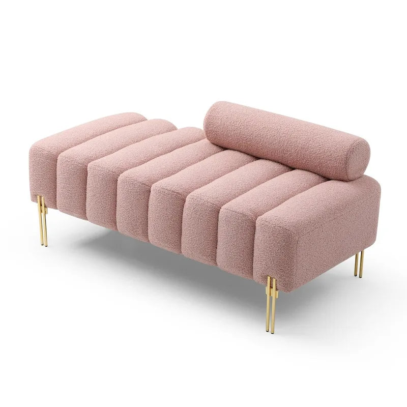 Banc de bout de lit moderne de 53,2 po de largeur, canapé 2 places capitonné en tissu, pouf d'entrée