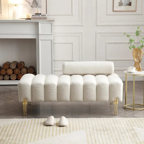 Banc de bout de lit moderne de 53,2 po de largeur, canapé 2 places capitonné en tissu, pouf d'entrée