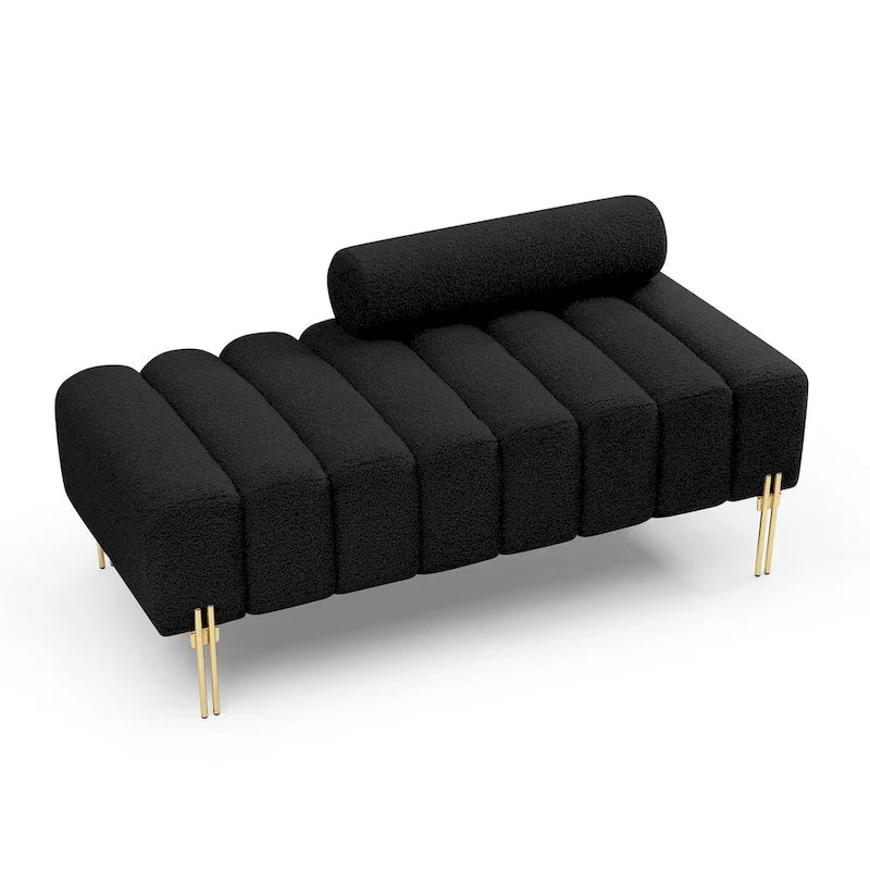 Banc de bout de lit moderne de 53,2 po de largeur, canapé 2 places capitonné en tissu, pouf d'entrée