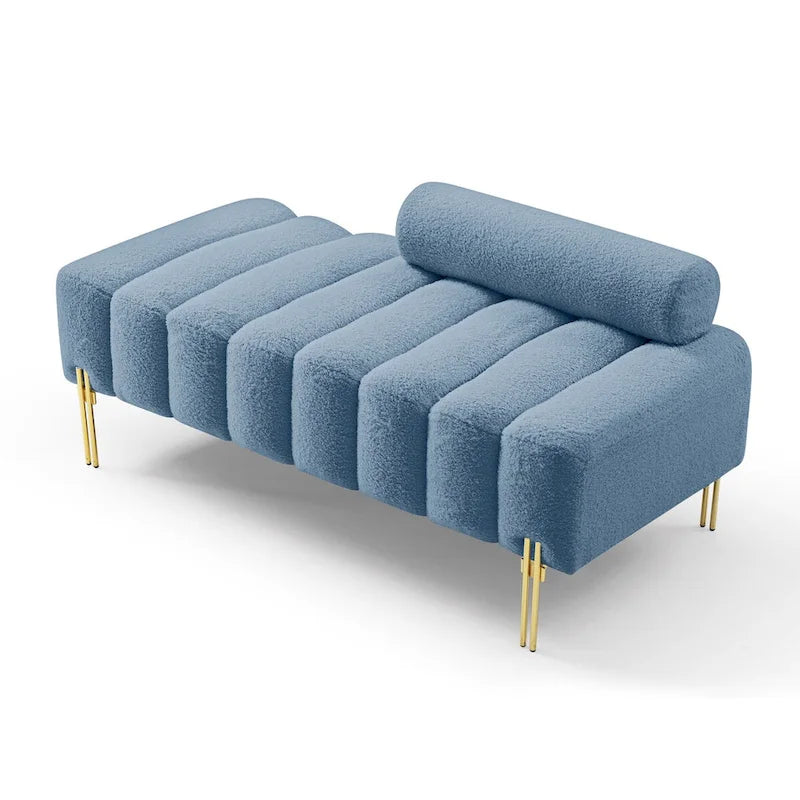 Banc de bout de lit moderne de 53,2 po de largeur, canapé 2 places capitonné en tissu, pouf d'entrée
