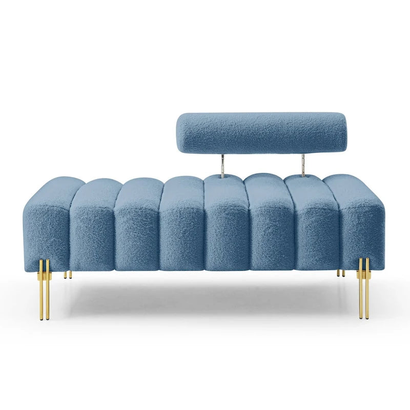 Banc de bout de lit moderne de 53,2 po de largeur, canapé 2 places capitonné en tissu, pouf d'entrée