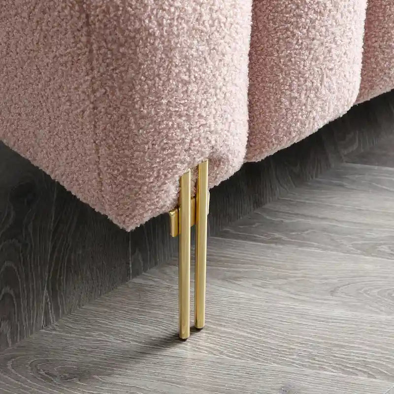 Banc de bout de lit moderne de 53,2 po de largeur, canapé 2 places capitonné en tissu, pouf d'entrée