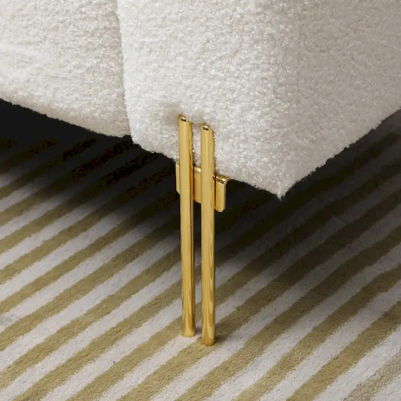 Banc de bout de lit moderne de 53,2 po de largeur, canapé 2 places capitonné en tissu, pouf d'entrée