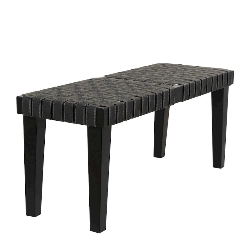 Banc en bois tressé noir ou marron