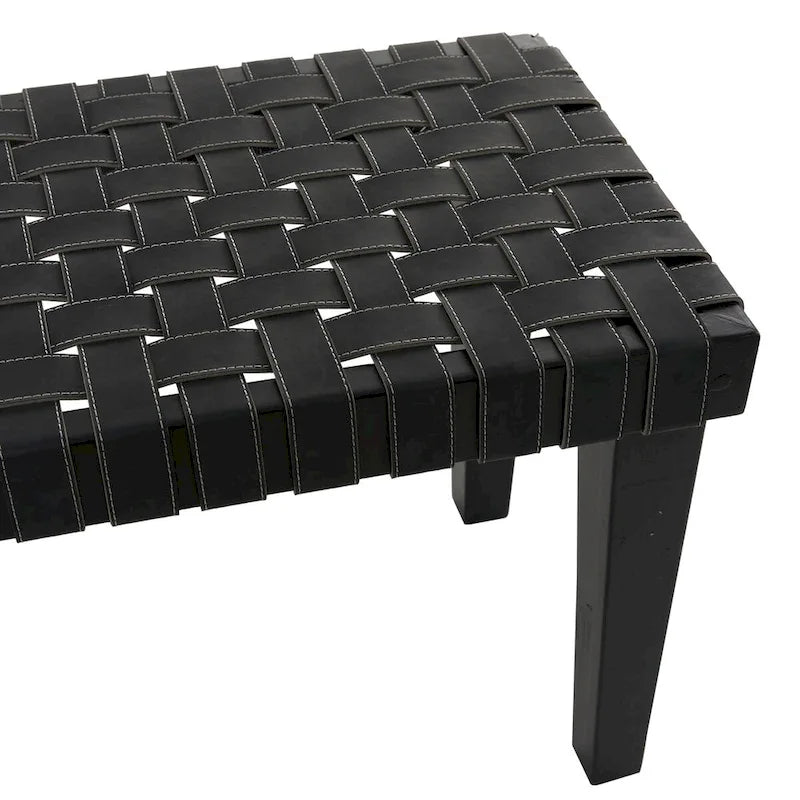 Banc en bois tressé noir ou marron