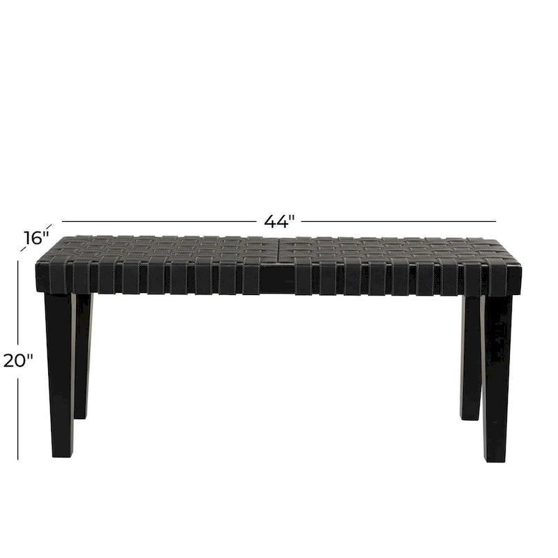 Banc en bois tressé noir ou marron
