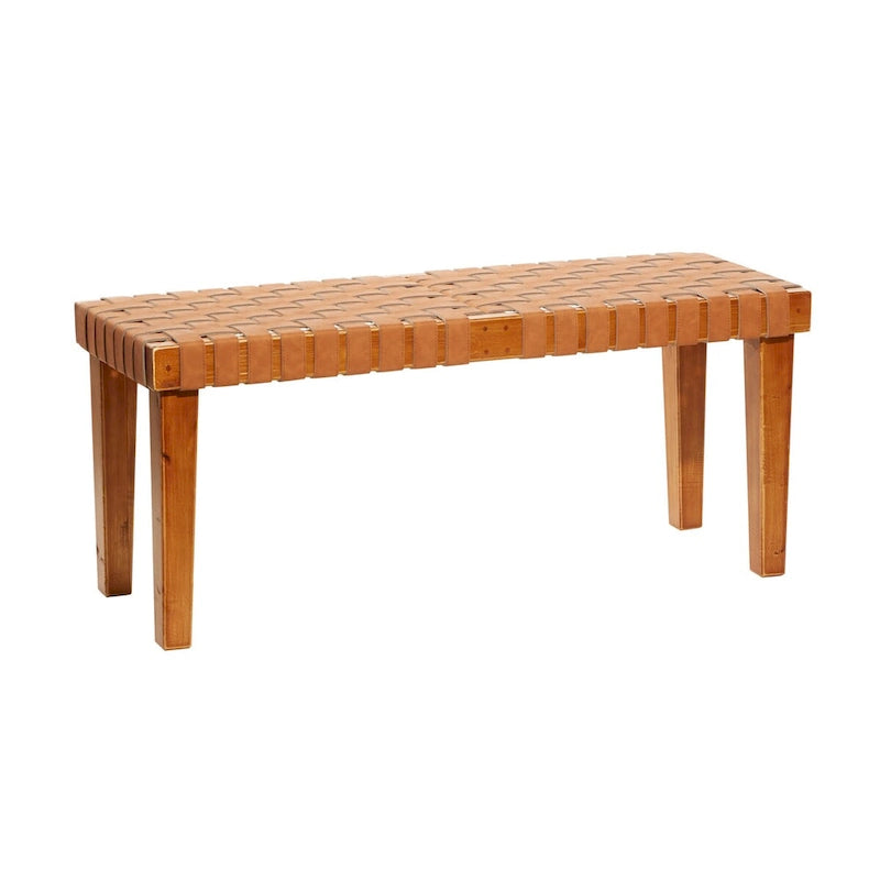 Banc en bois tressé noir ou marron
