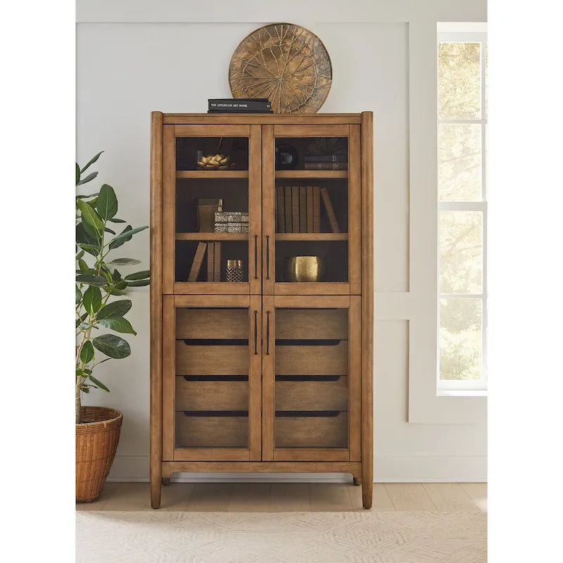 Vitrine moderne en bois, rangement pour salle à manger, bibliothèque, entièrement assemblée, marron - 40 po L x 72 po H x 18 po P
