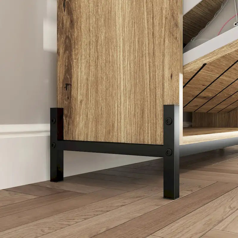Meuble à chaussures avec 3 tiroirs basculants et étagères ouvertes, meuble de rangement à chaussures moderne et fin pour entrée, range-chaussures étroit caché