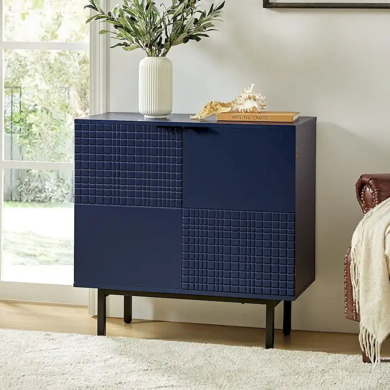 Meuble d'appoint moderne de 30 po de hauteur à 2 portes avec pied en métal