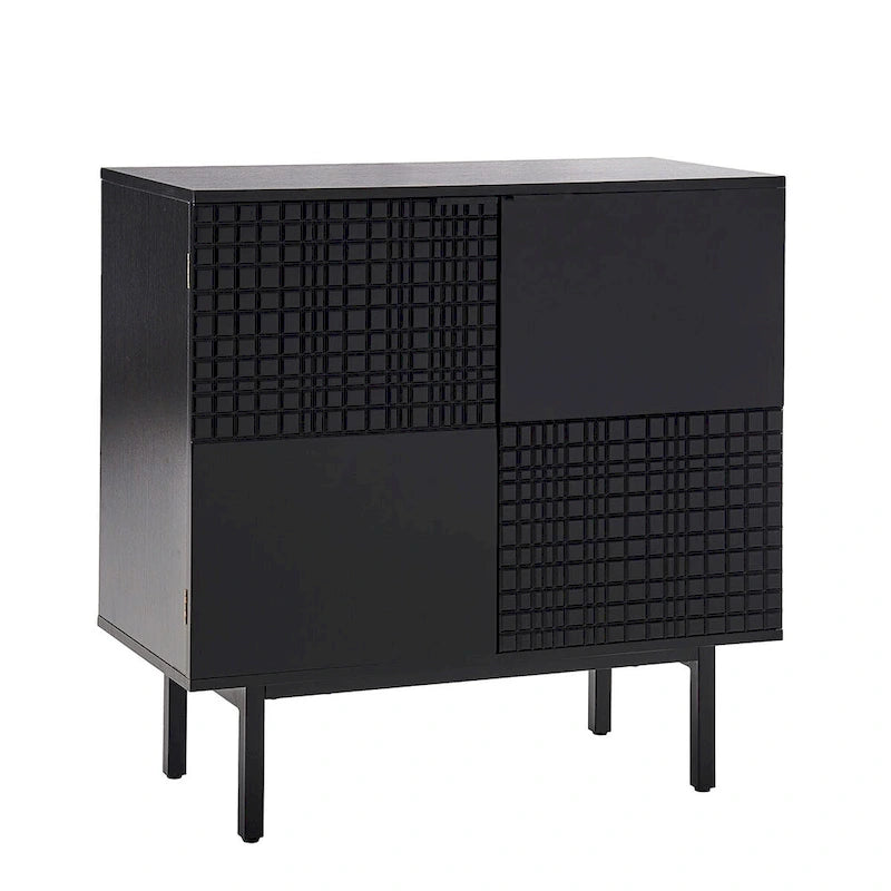 Meuble d'appoint moderne de 30 po de hauteur à 2 portes avec pied en métal