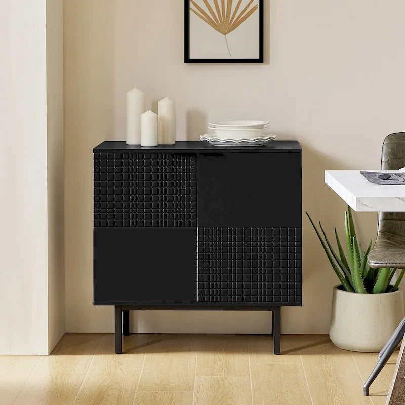 Meuble d'appoint moderne de 30 po de hauteur à 2 portes avec pied en métal