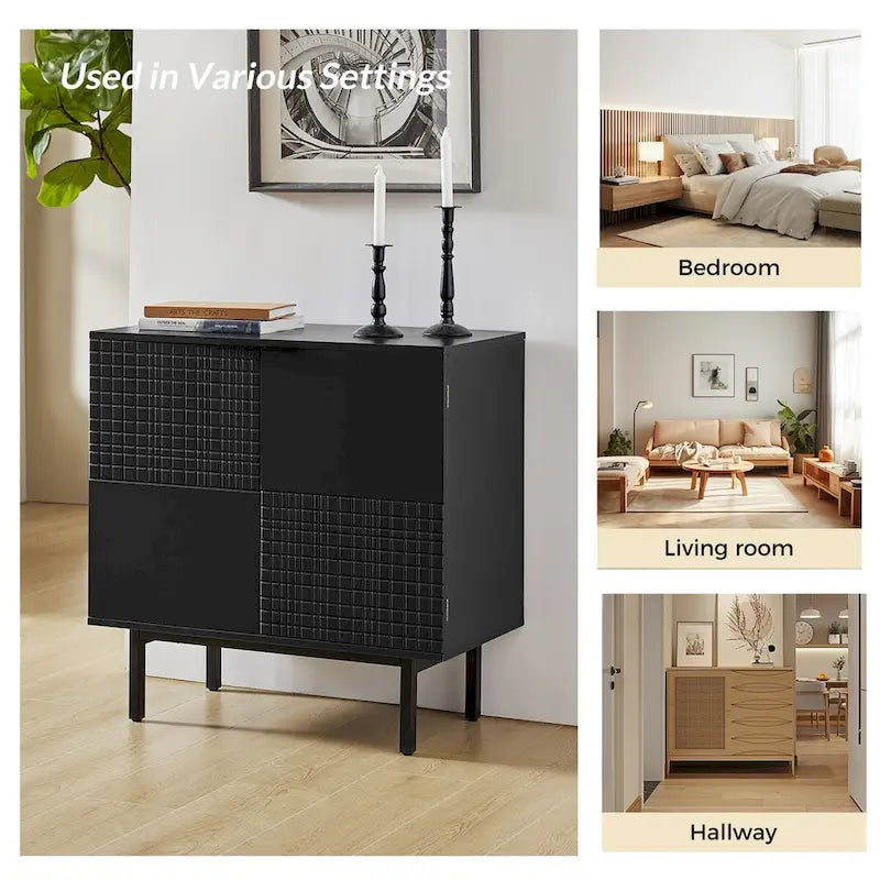 Meuble d'appoint moderne de 30 po de hauteur à 2 portes avec pied en métal