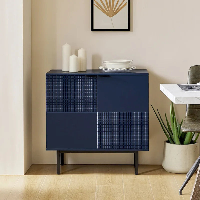 Meuble d'appoint moderne de 30 po de hauteur à 2 portes avec pied en métal