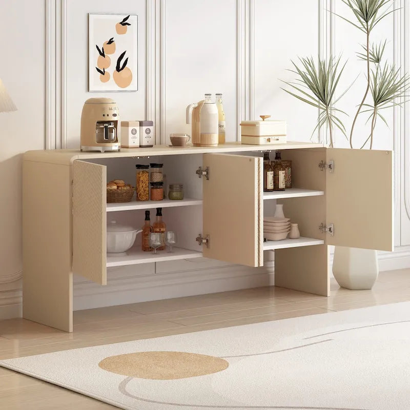 Buffet/bahut minimaliste de 60 po de largeur avec 4 portes et grand espace de rangement