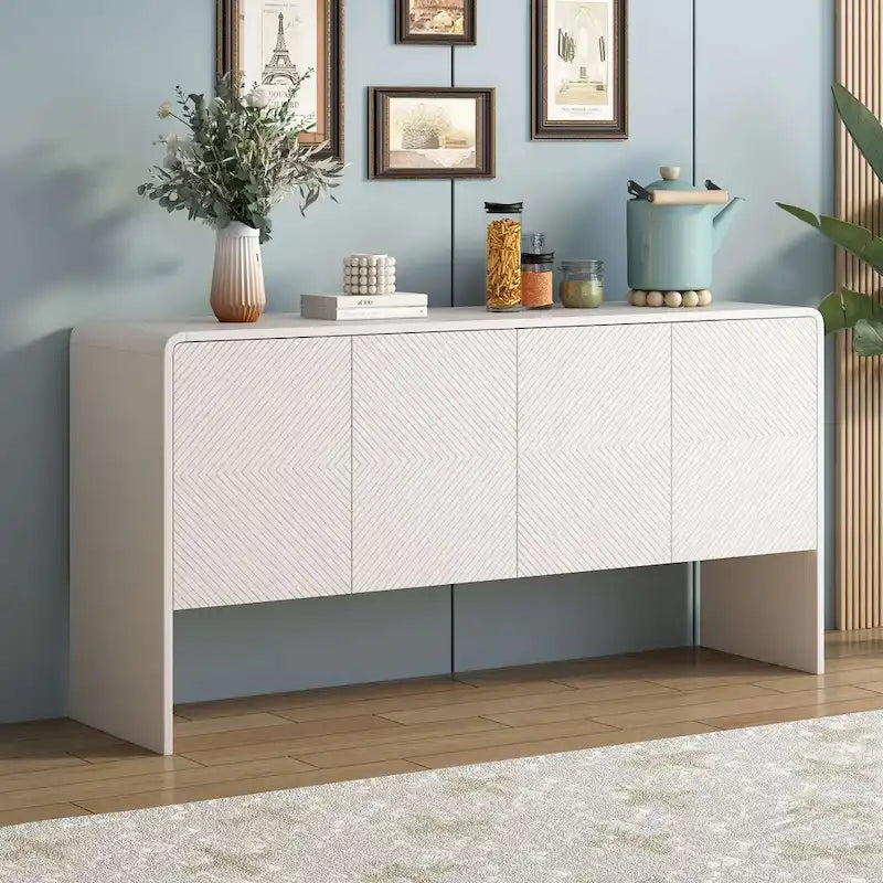 Buffet/bahut minimaliste de 60 po de largeur avec 4 portes et grand espace de rangement
