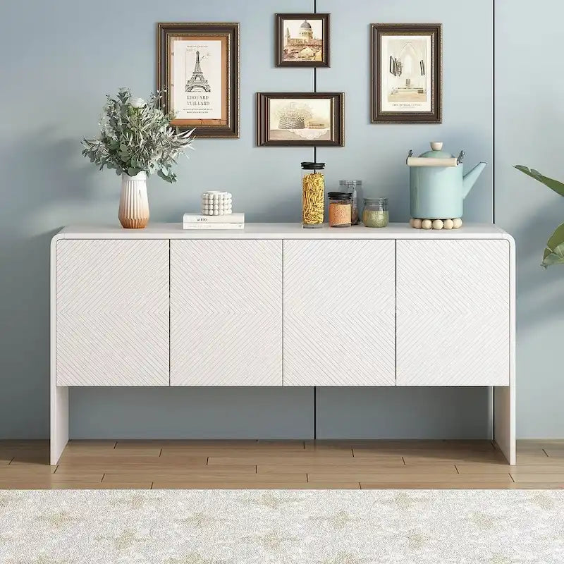 Buffet/bahut minimaliste de 60 po de largeur avec 4 portes et grand espace de rangement