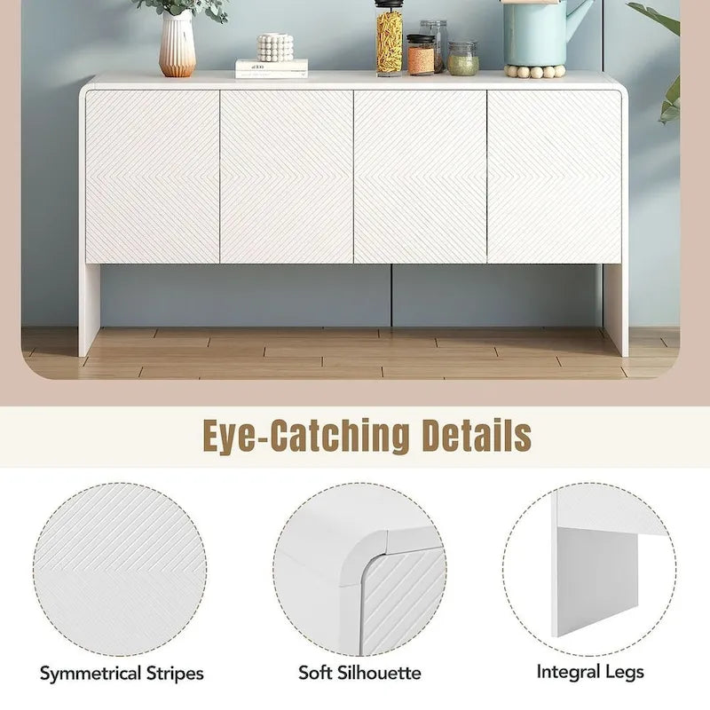Buffet/bahut minimaliste de 60 po de largeur avec 4 portes et grand espace de rangement