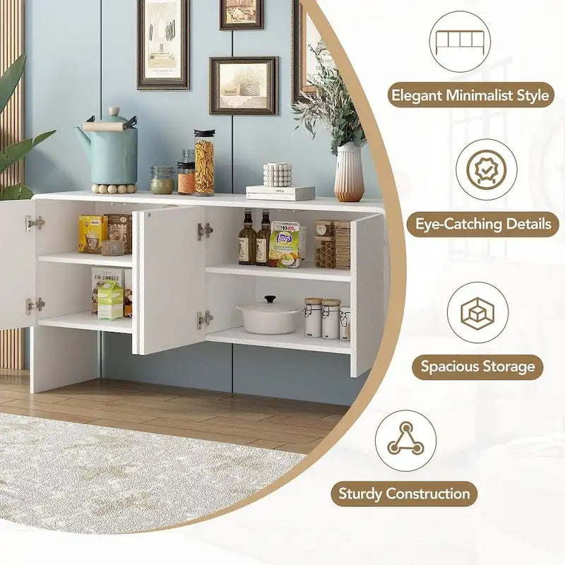 Buffet/bahut minimaliste de 60 po de largeur avec 4 portes et grand espace de rangement