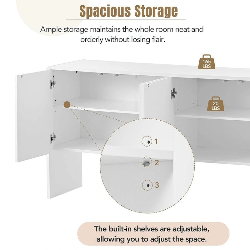 Buffet/bahut minimaliste de 60 po de largeur avec 4 portes et grand espace de rangement