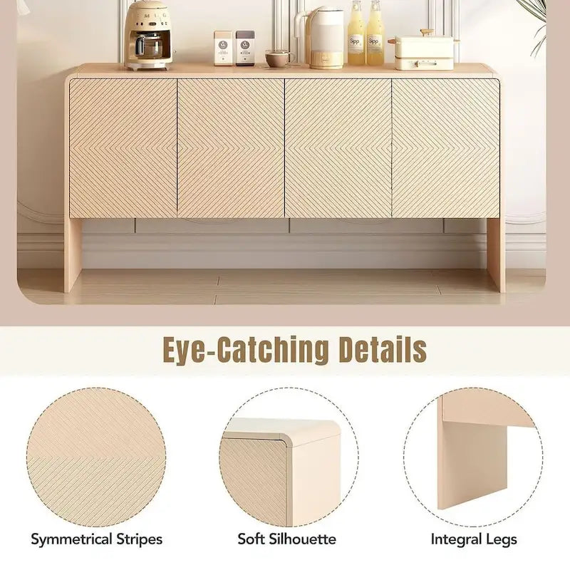 Buffet/bahut minimaliste de 60 po de largeur avec 4 portes et grand espace de rangement