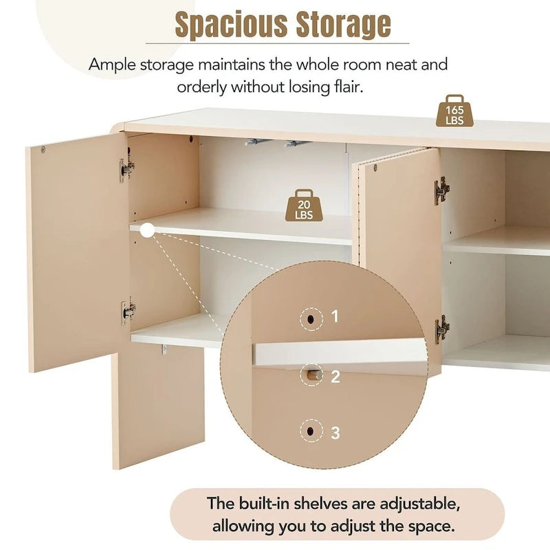 Buffet/bahut minimaliste de 60 po de largeur avec 4 portes et grand espace de rangement