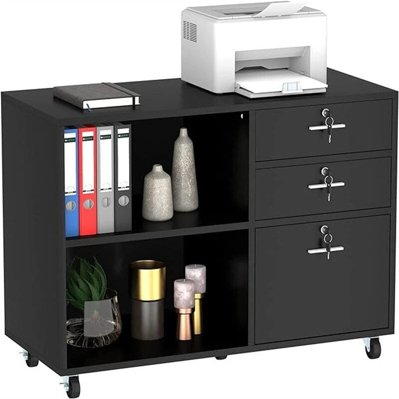Caisson de bureau en bois à 3 tiroirs - 15,6 po P x 35 po L x 25,6 po H