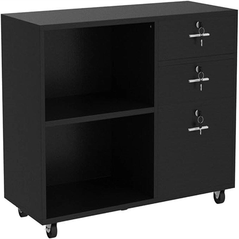 Caisson de bureau en bois à 3 tiroirs - 15,6 po P x 35 po L x 25,6 po H