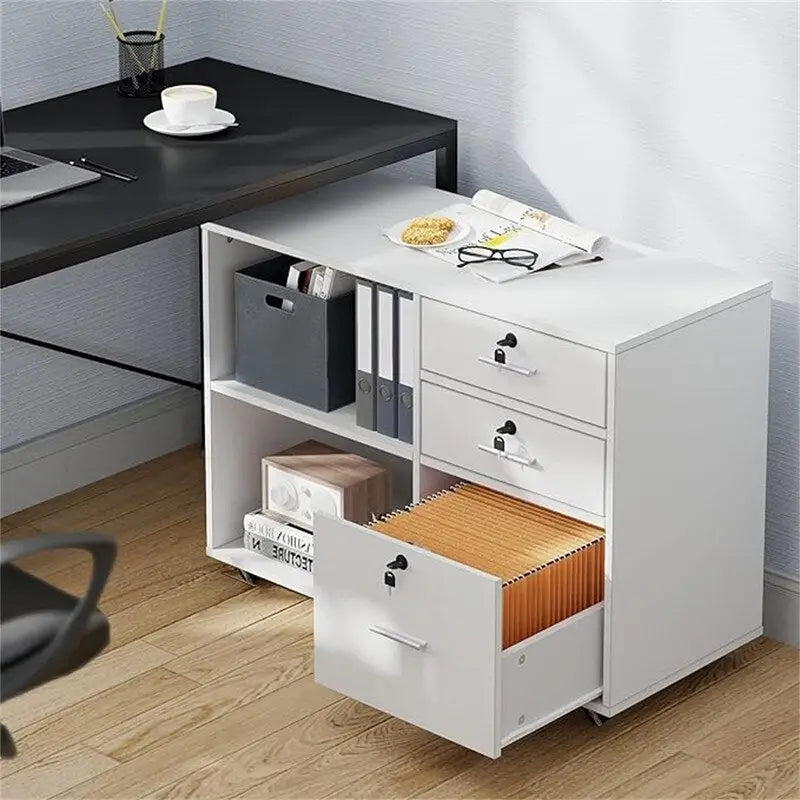 Caisson de bureau en bois à 3 tiroirs - 15,6 po P x 35 po L x 25,6 po H