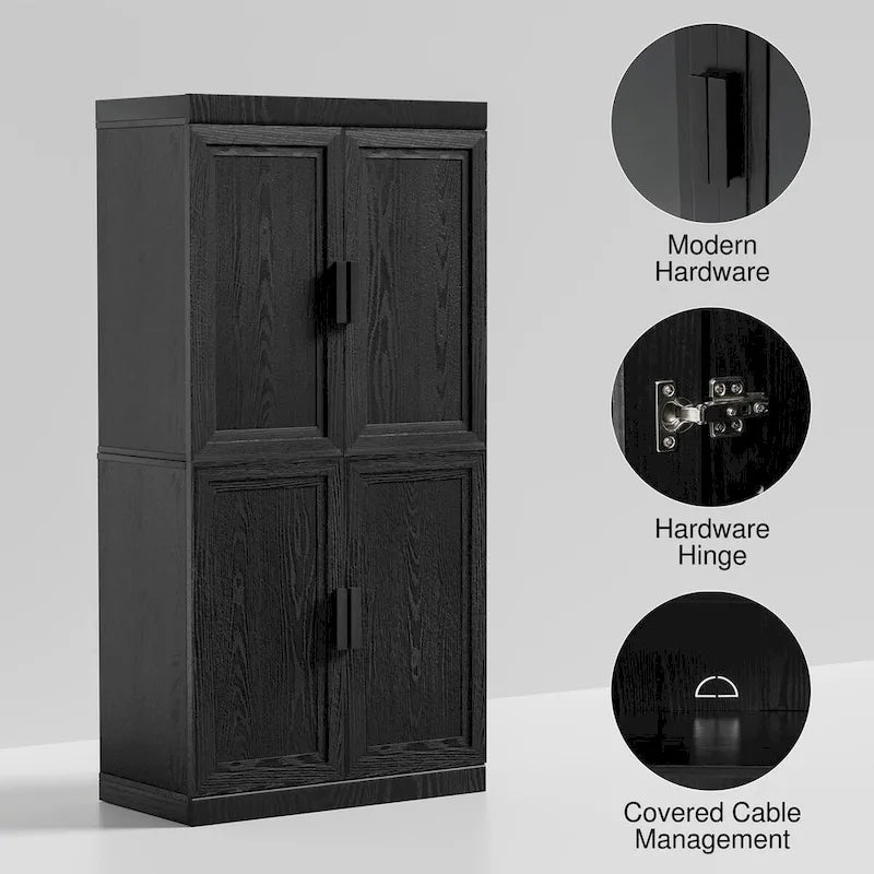 Armoire de rangement à deux portes avec étagères, 31 po