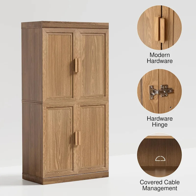 Armoire de rangement à deux portes avec étagères, 31 po